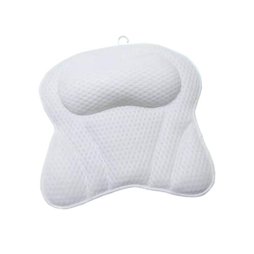Bathtub Pillow with Quilted Comfort Support, 3D Mesh Bath Headrest, Machine Washable, Suction Cups