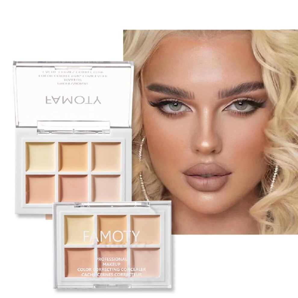 Light 6 Color Concealer Palette For To Medium Skin, Creamy Contour And High Makeup Kit
