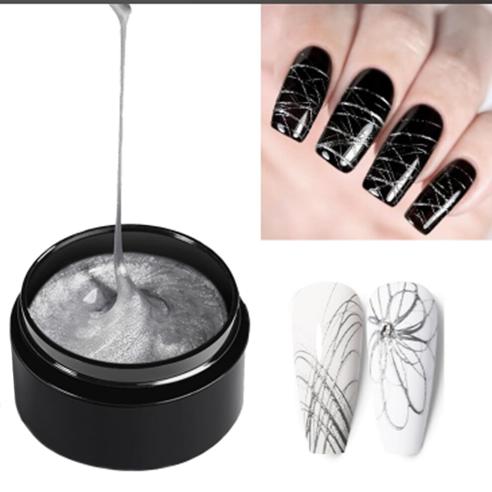 Metallic Silver Spider Gel for Nails 5g â Precision Line Nail Art Gel Polish with LongLasting Sparkle