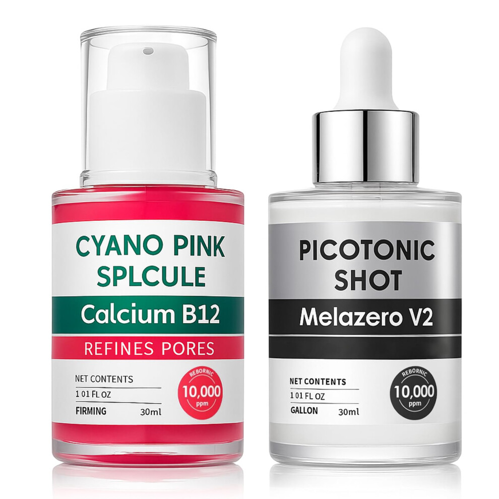 Korean Face Serum Niacinamide and Calcium Ampoule Duo for Pore Refining Wrinkle Care Glass Skin