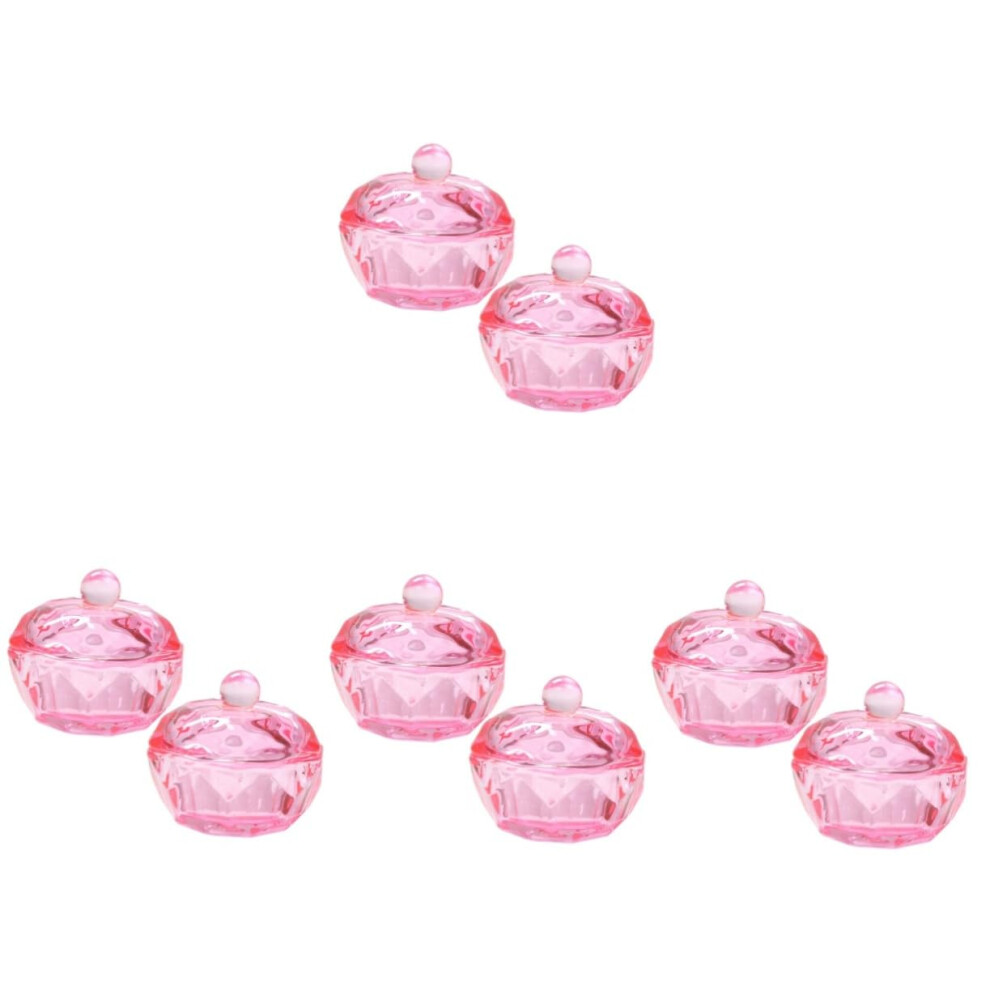 8pcs Glass Nail Dappen Dish with Lids Acrylic Powder Storage Bowls for Nail Art Salon Tools