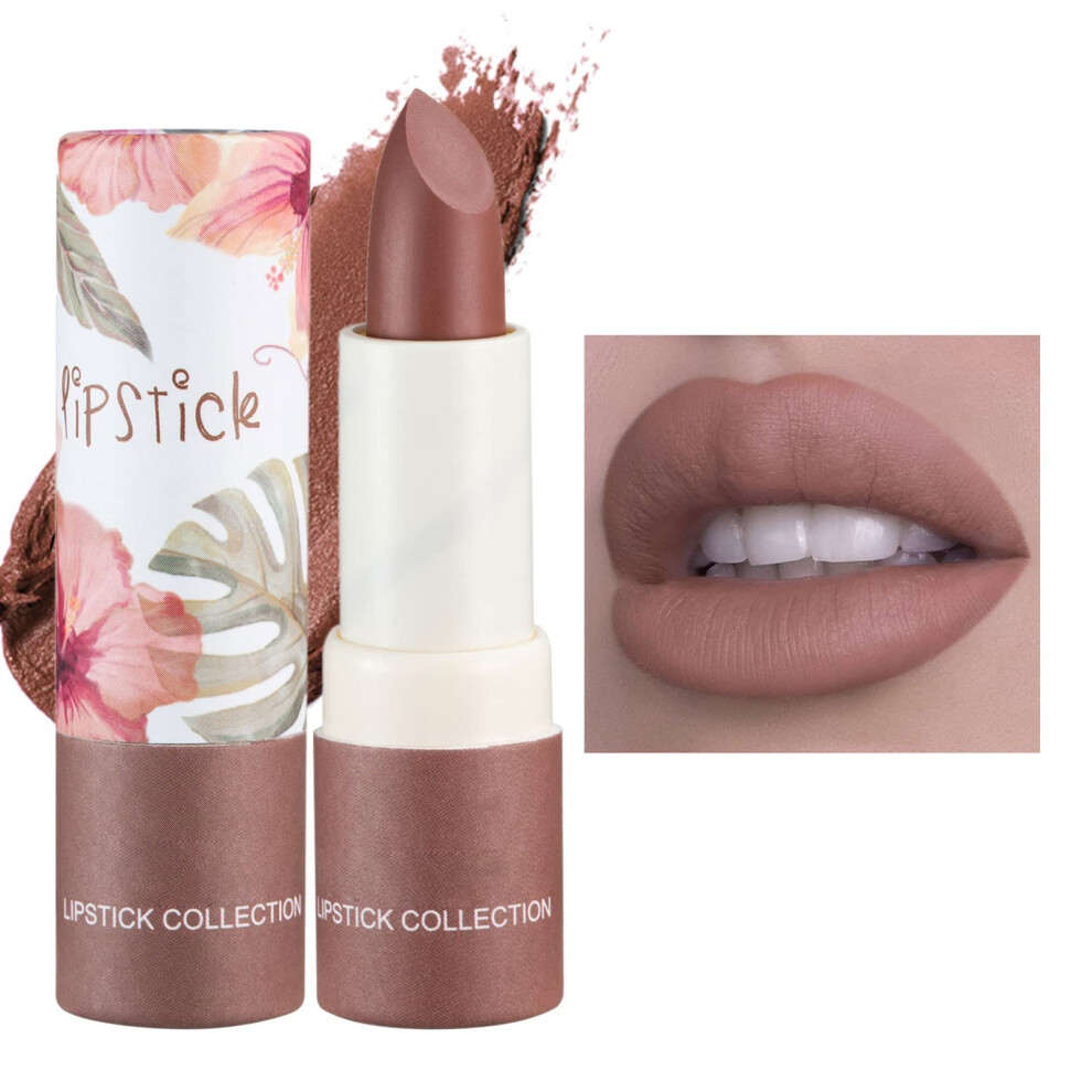 Matte Nude Long Lasting Lipstick with Soft Velvet Finish and Moisturizing Formula for Women