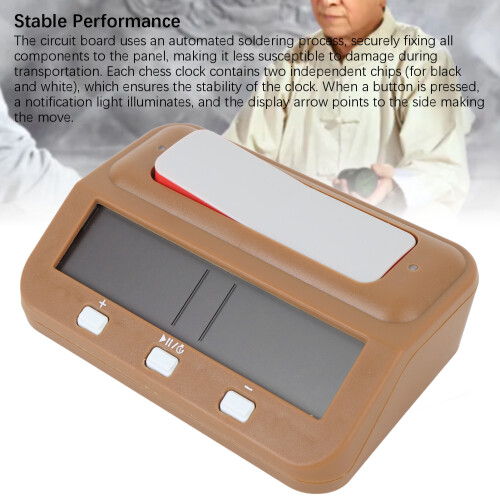 Chess Timer with Alarm, Delay & Memory, Count Down/Up, Yellowish Brown 2