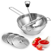Stainless Steel Food Mill with 3 Discs, Manual Potato Ricer for Vegetables and Baby Food
