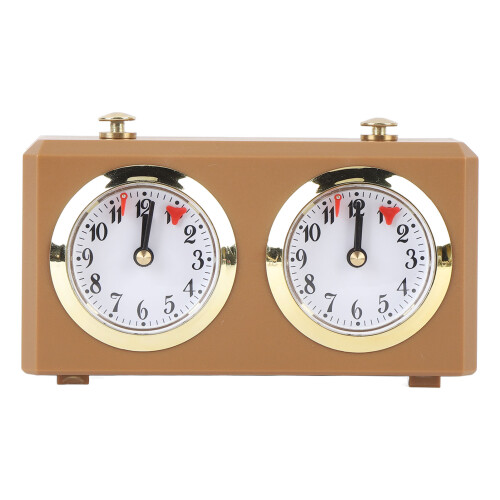 Vintage Mechanical Chess Clock with Large Dials, Wind-Up, Tan 1