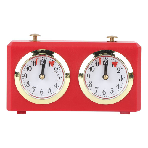 Vintage Mechanical Chess Clock with Large Dials, Red Wind-Up ABS 1