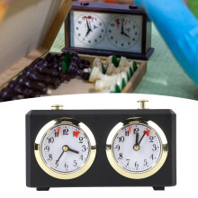 Chronomètre mécanique vintage pour échecs avec grands cadrans, à remontage, noir