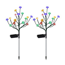 2pcs Solar Garden Lights with Gradient Multicolor LED for Yard Pathway and Outdoor Post Decoration