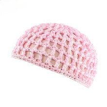 Sleeping Hair Net with Secure Elastic Fit, Soft Breathable Crochet Cap for Women Overnight Use, Pink