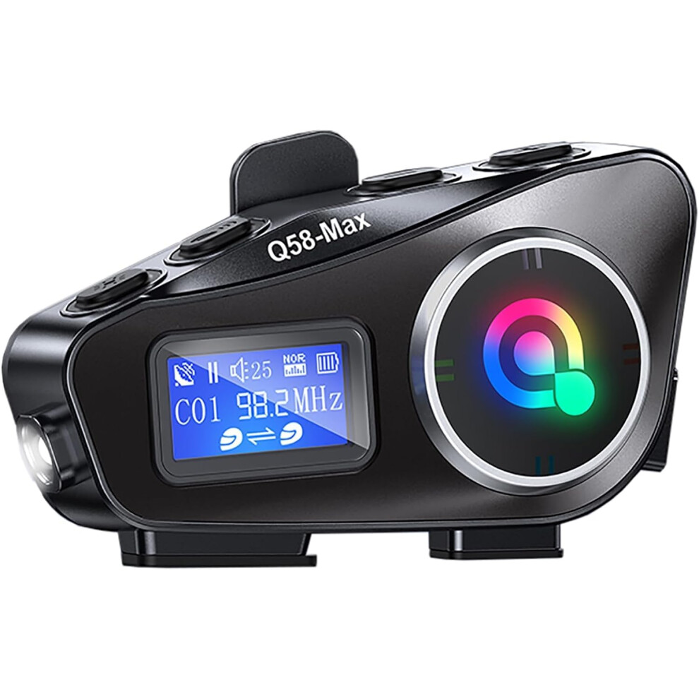 Motorcycle Bluetooth Headset And Helmet Intercom Bt5.3 Noise Cancellation Lcd Display Fm Radio 9070919027086