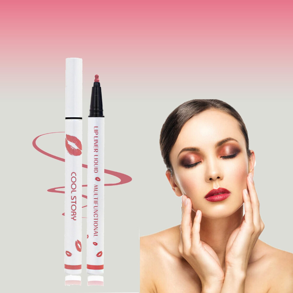 2in1 Waterproof Lip Liner and Matte Liquid Lipstick, LongLasting SmudgeProof Color (7#)