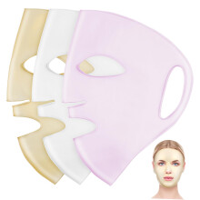 3pcs Reusable Silicone Face Mask Cover 3D Fit Hydration Lock for Sheet Masks White Gold Pink