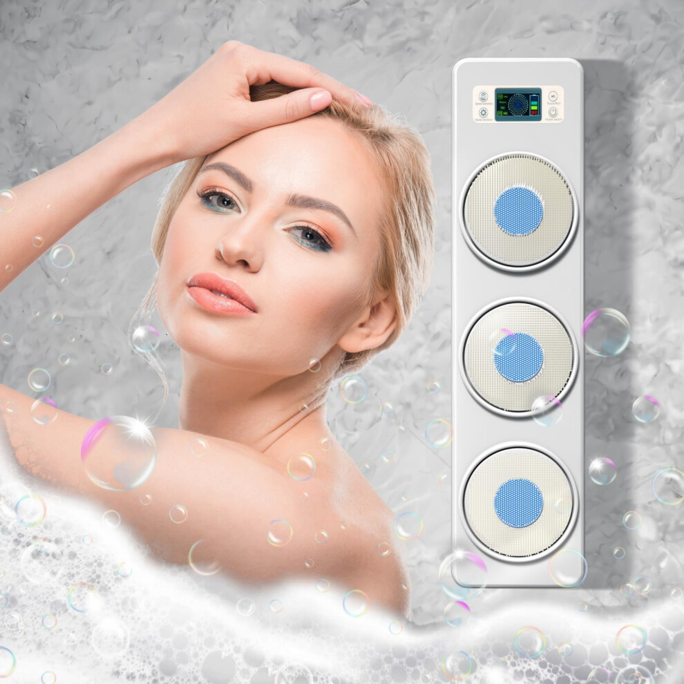 Electric Back Scrubber with ThreeHeaded Rotation, Adjustable Speeds, Wall Mounted IPX7 Shower Brush