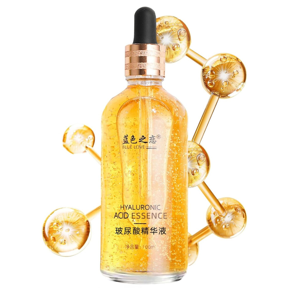 Gold/Dark 24K Hyaluronic Acid Serum Antiaging Deep Hydration Spot Reduction Face Care 3.38Oz