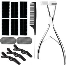 Tape In Hair Extension Tool Kit with Precision Sealing Pliers and Silicone Pad Jaws Silvery