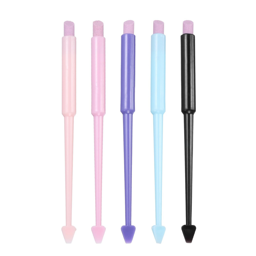 Pumice Nail File and Cuticle Remover Stick Set, DualEnd Quartz Buffing Tool for Smooth Nail Finish