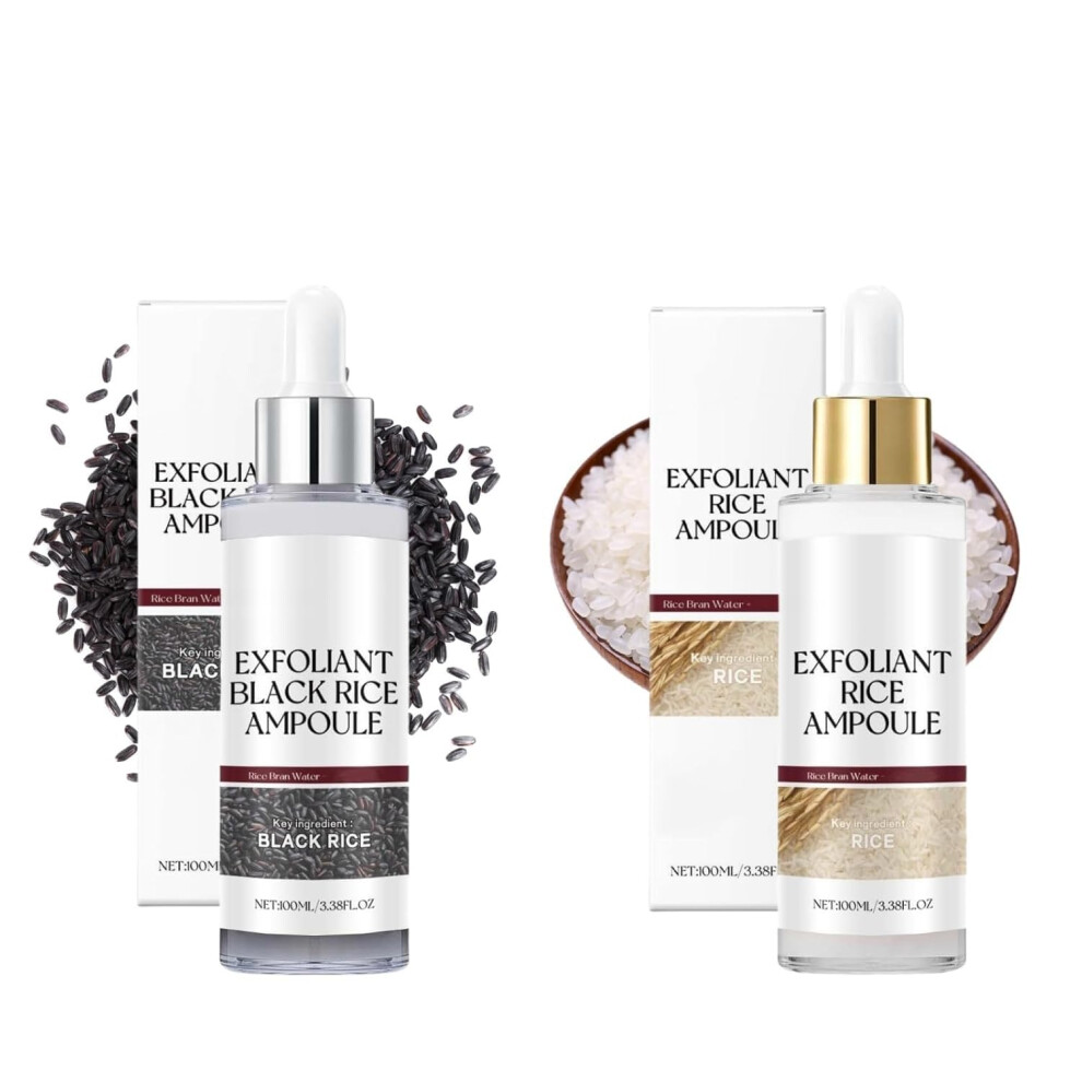 Rice Face Exfoliator Duo with Hydrating Facial Scrub for Sensitive Skin, Brightening and Pore Care