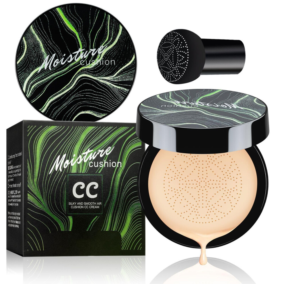 Cream Mushroom Head Air Cushion Cc Foundation Apricot Shade, Longlasting Hydrating Full Coverage Bb