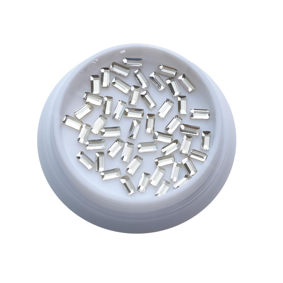 Nail Art Rhinestones Rectangle Flat Back Crystal Gems for Acrylic and Natural Nails with Brilliant Sparkle