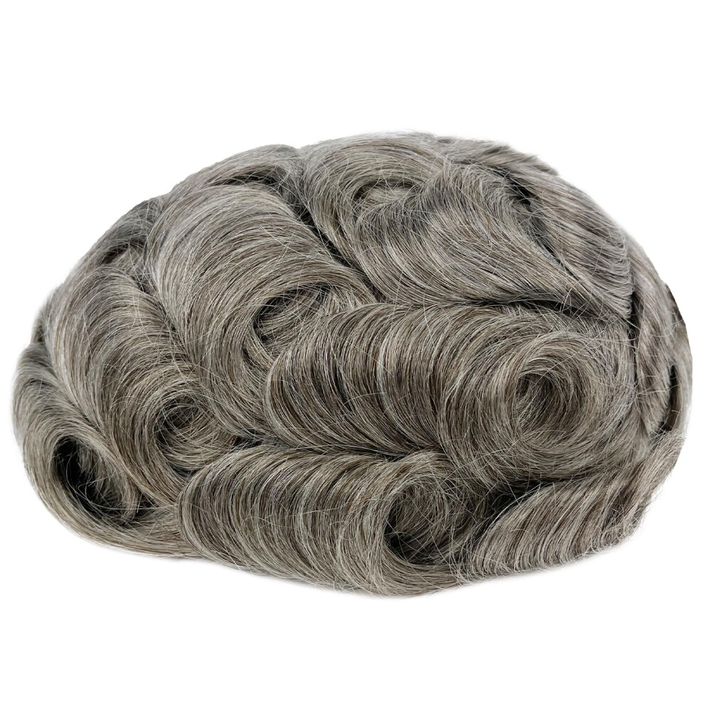 Unisex Men's Hair System 0.06Mm Thin Skin V Loop Toupee #1B65 8X10 Ultranatural Hairline