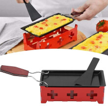 Mini Raclette Grill NonStick Cheese Melting Pan with Foldable Handle and Spatula for Parties