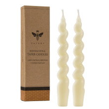 Beeswax Spiral Taper Candles 7 Inch 2 Pack Smokeless Dripless Twisted for Home Decor Meditation