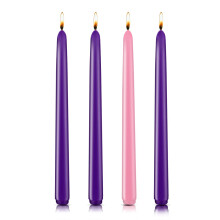 Advent Candles 10 Inch Set 3 Purple 1 Pink Christmas Taper Candles Dripless Long Burn Time