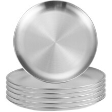 Stainless Steel Dinner Plates 9 Inch Unbreakable RustResistant Metal Dinnerware Set for Camping Outdoor Dining
