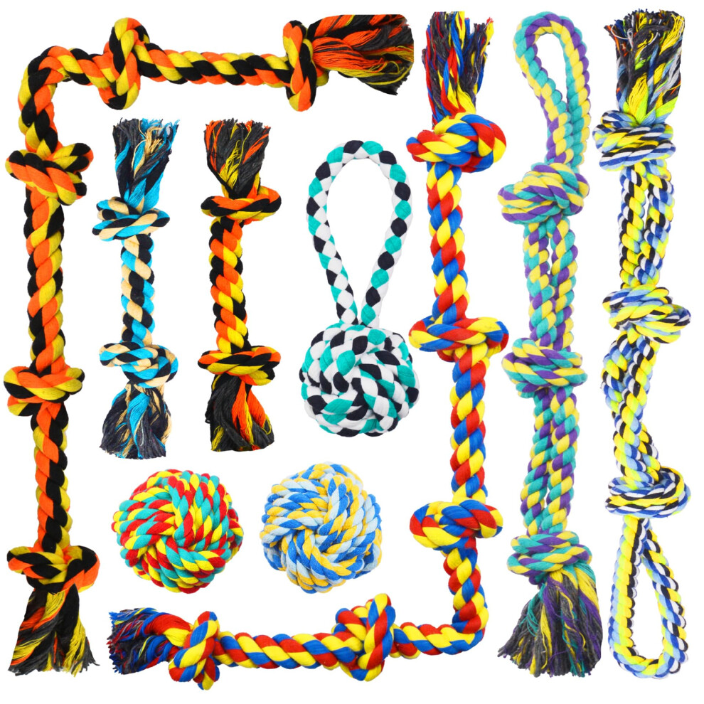 Speedy Panther 9 Pack Large Dog Rope Toys For Aggressive Chewers, 5 Knots Indestructible Chew Toy Kit For Medium Large Dogs, Puppy Teething Tug Toy, 5004157247948