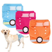EOAMGO Dog Nappies, Reusable Dog Period Pants, Dogs Incontinence Pant, Dog Season Pants Female (Blue, Orange, Red, M, count, 3)