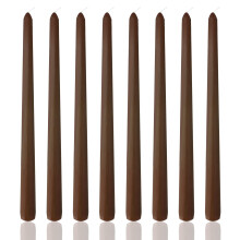 8 Pack 10 Inch Chocolate Brown Taper Candles Dripless Smokeless for Wedding and Dinner Decor