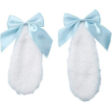 1Pair Girls Bunny Plush Lop Ears Hair Clip, Cinnamoroll Ears, Rabbit Furry Ears Ribbon Bow-knot Hair Clamp, Floppy Bunny Ears, Hairpin Cosplay Headwea