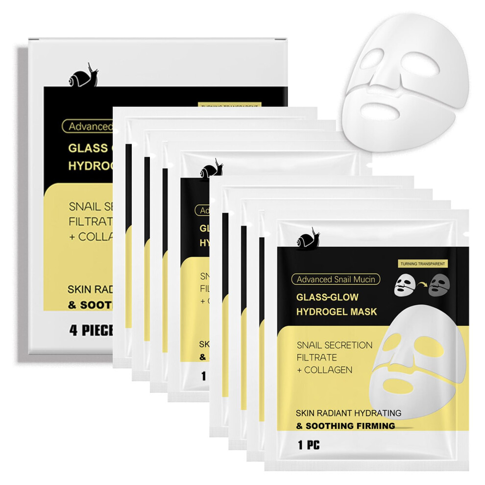 Snail Mucin Face Mask Korean Hydrogel Collagen Boost for Deep Hydration and Sensitive Skin 8pcs