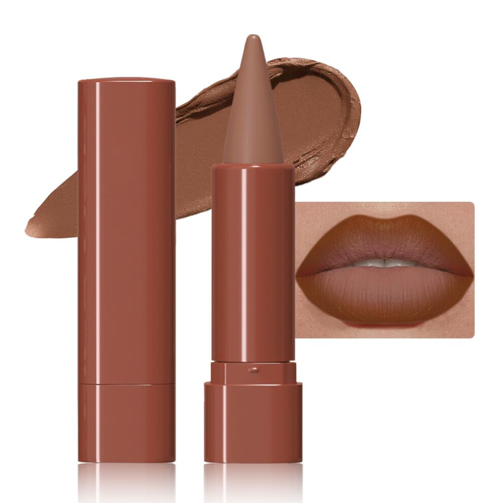 Waterproof Matte Lip Liner Pencil and Vegan Smudge Proof Lipstick Crayon,  Pigmented Color