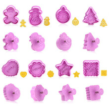 Christmas Cookie Shape Press Set Cute Design Food Grade PP Plastic Christmas Themed Easy To Clean Reusable Baking Tools For Cookies Jellies Candy