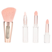Multi Functional Makeup Brush Set Reusable Silicone Lip Applicator Unique Incline Design Easy To Carry Gold Tone Handle For Lipstick Gloss Balm