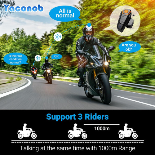 Motorcycle Bluetooth Intercom Headset 1000m Range Full Duplex Waterproof Helmet Communication System 2
