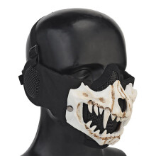 Professional Brow Style Tactical Mask for Airsoft with Lightweight Mesh Ear Protection Wire Cover and Dual Head Structure for Halloween Cosplay