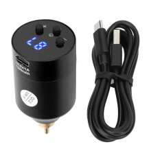 Wireless Battery Power Supply For Tattoo Machine With 1300mAh Lithium Battery And 5-12V Adjustable Voltage, Digital Display Screen And Universal RCA