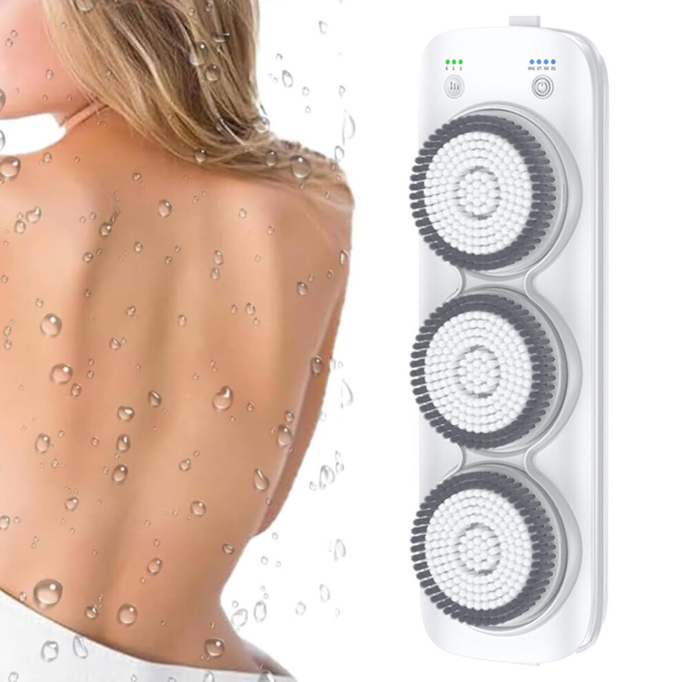 Electric Back Scrubber with 360 Rotation, Wall Mounted Shower Brush, 33cm Head, 3Speed, IPX7