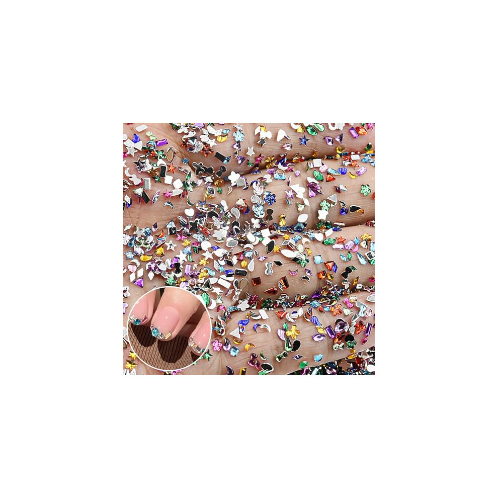 1500pcs MultiShape Nail Art Rhinestones with Colorful 3D Nail Charms for Manicure and Crafts