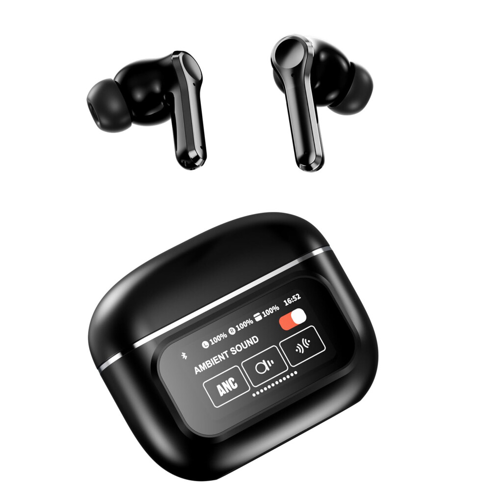 Touch Screen Bluetooth Earbuds With Active Noise Cancelling, 57H Playtime, Transparency Mode, Black 9070919029233