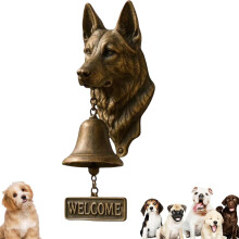 Vintage Cast Iron German Shepherd Dog Doorbell for Porch and Garden, Wall Mounted Welcome Bell