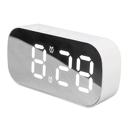Réveil LED miroir de bureau blanc - Date/Température