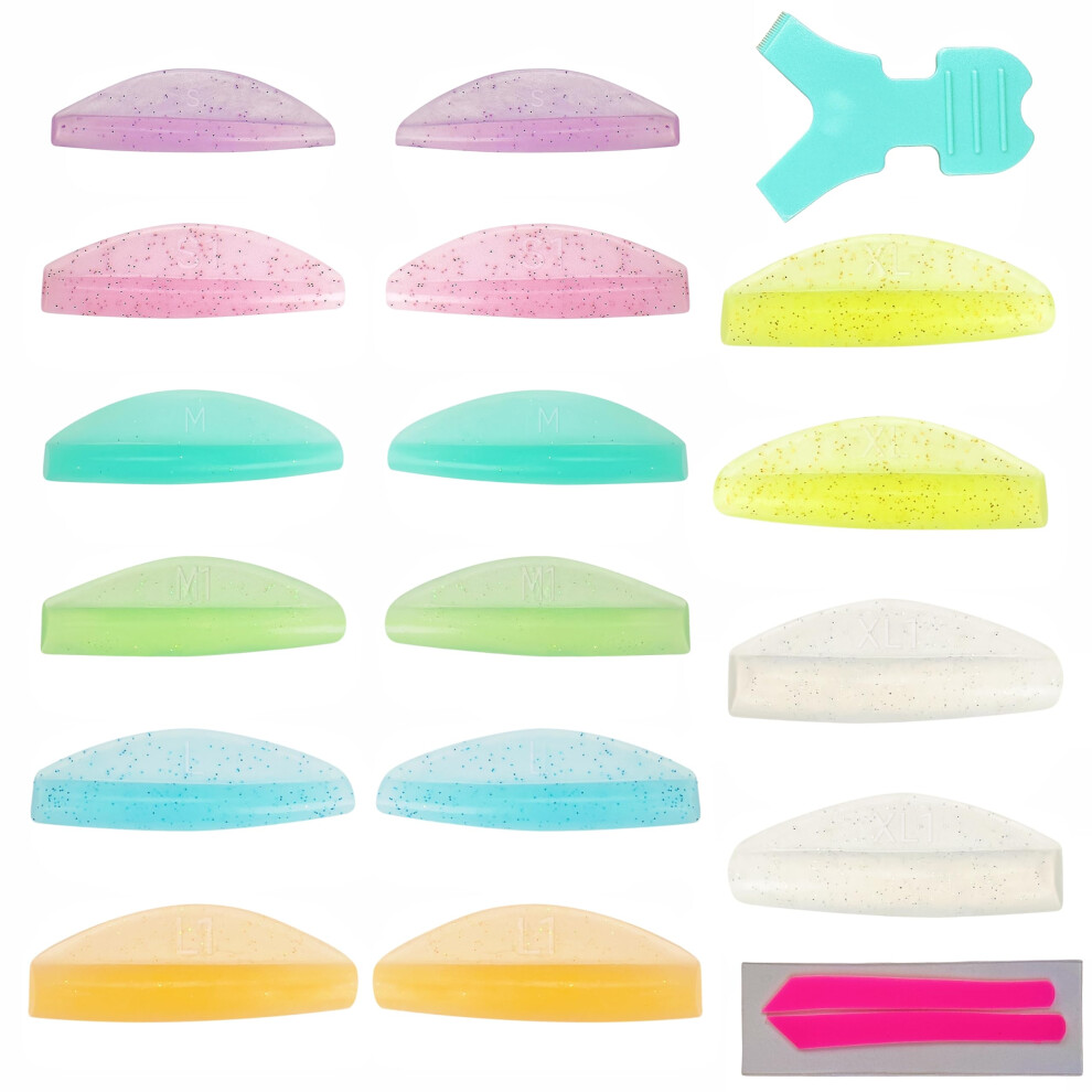 Lash Lift Shields and Eyelash Perm Rods Silicone Glue Dual Curl Set with Y Brush
