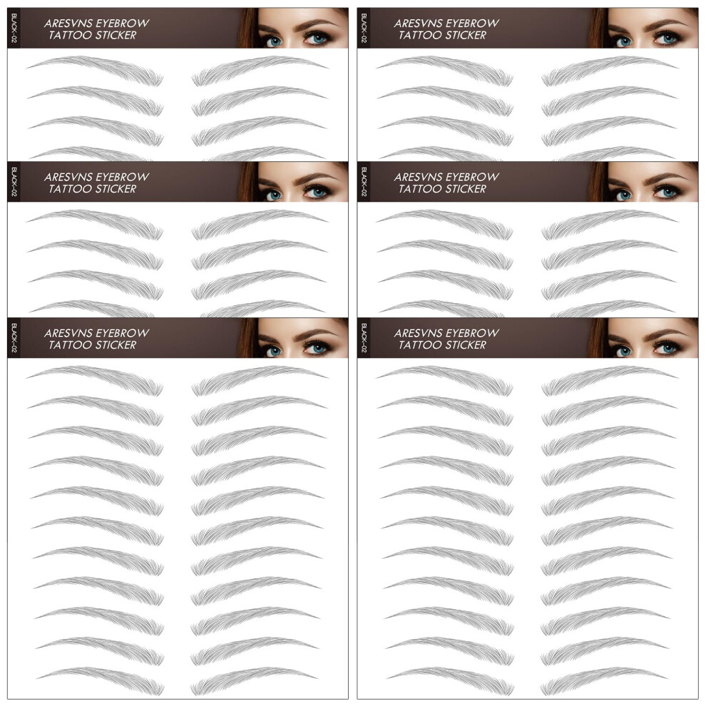 Black 66 Pairs Waterproof 4D Eyebrow Tattoo Stickers Â Realistic Temporary Eyebrow Transfers