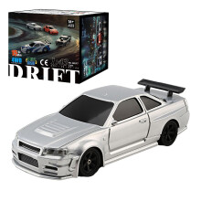 XMBRICDIYY 1/43 RC Drift Car with LED Lights, Ready to Run Speed Silver Remote Control Racing Car for Adults