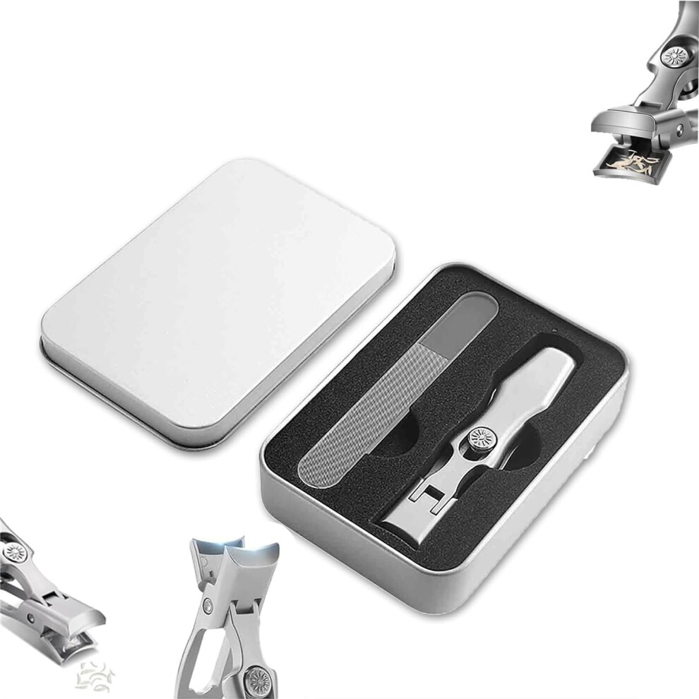Stainless Steel Wide Jaw Nail Clippers for Thick Nails with Nail File and Splash Proof Design