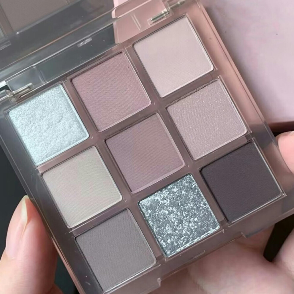 9 Colors Matte Eyeshadow Palette Nude Purple Cool Toned Shades with Shimmer and Glitter
