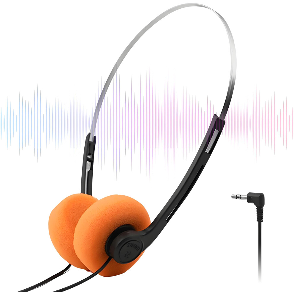 Retro Overear Headphones Hifi Stereo Sound With Cord, Lightweight Vintage Design, Orange 9070919030109